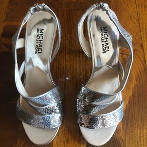 NEW! Michael Michael Kors silver sequin heels 6.5M